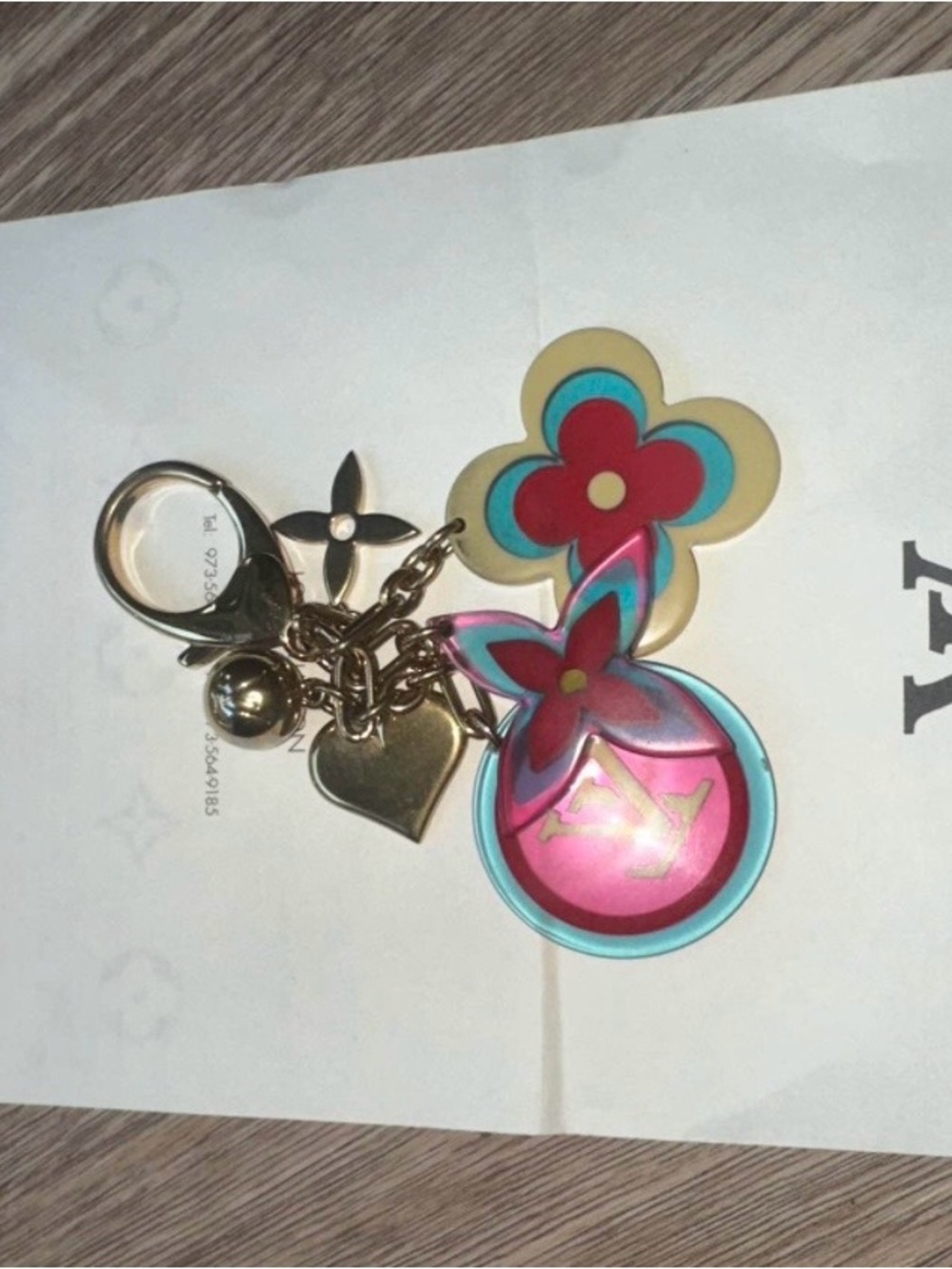 Louis Vuitton Multicolor Floral Charm Key & Card Holder - Pink/Teal/Gold - Picture 2 of 2